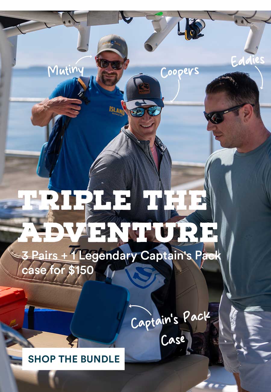 3 men on boat wearing Rheos sunglasses