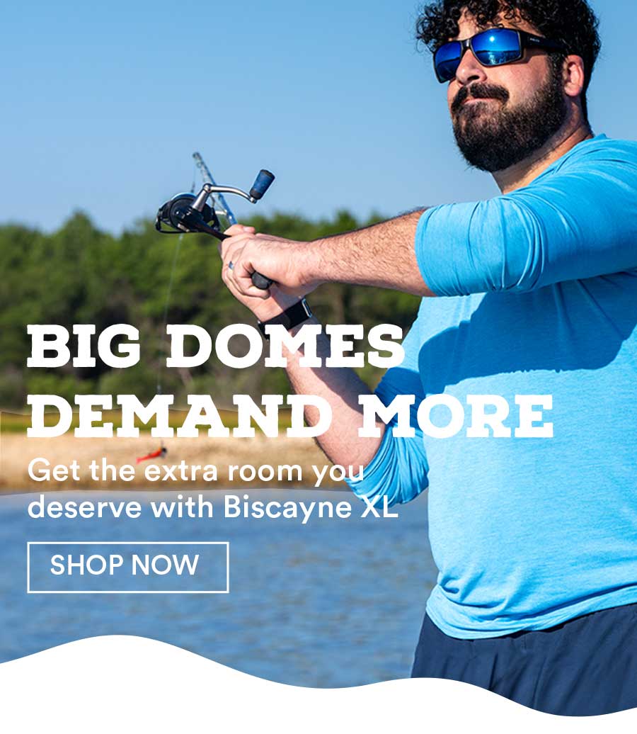 Man wearing Rheos Biscayne XL fishing