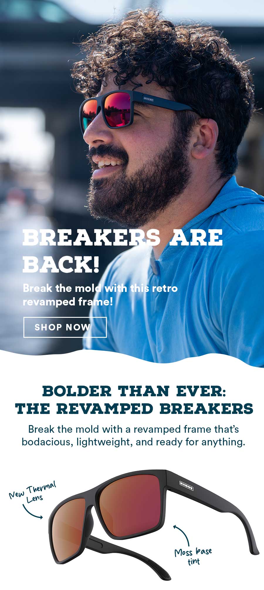 Man wearing the new Rheos Breakers